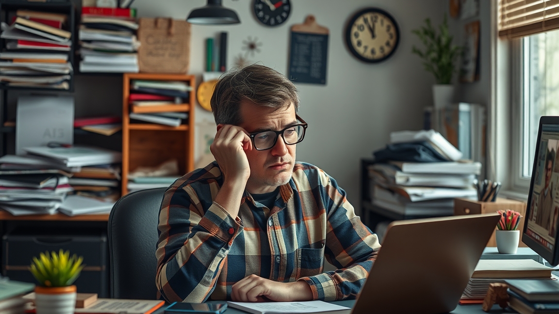 Felnőtt férfi ADHD miatt nehezen összpontosít a munkájára