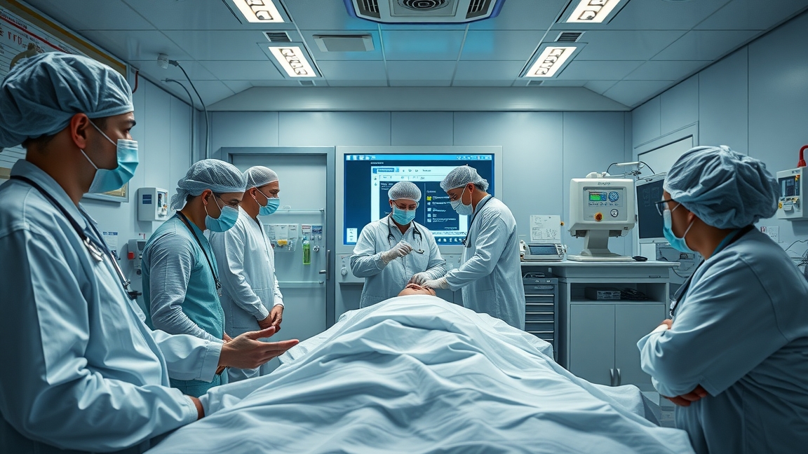 Orvosok egy COVID tesztelési helyiségben, páciens mellett.