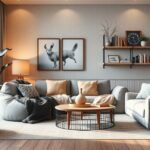 Modern babzsákfotel a stílusos lakótérben, otthoni kényelem