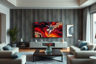 Samsung QE65QN900D Mini LED 8K TV in a contemporary living room