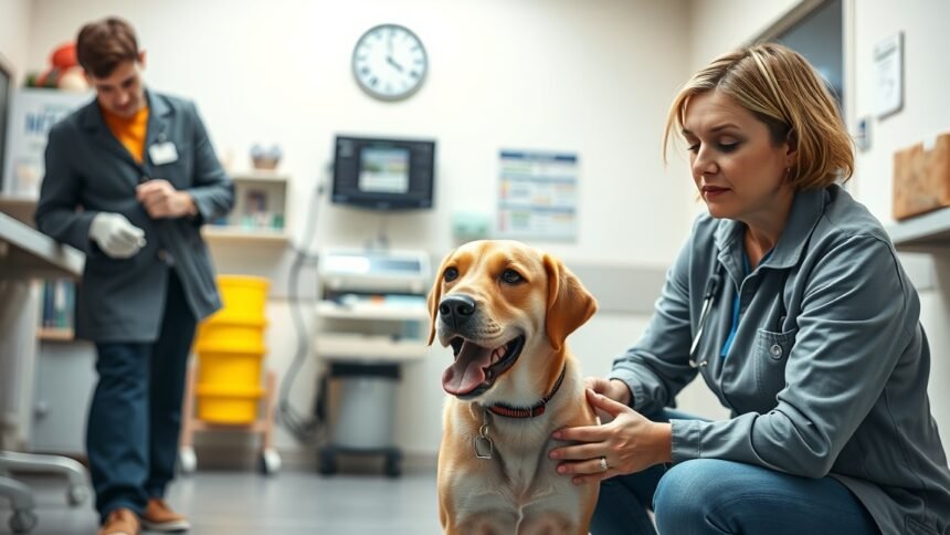 Kutyahányás állatorvosi vizsgálat során