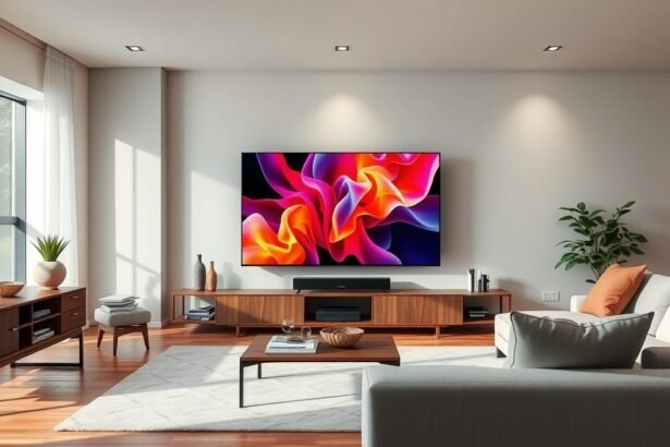 Hisense 75U7Q Pro nagyképernyős televízió a modern nappaliban