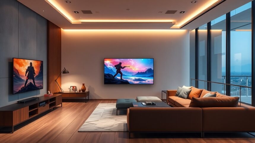 Xiaomi TV Max a modern nappaliban, óriási képernyővel és lenyűgöző képi minőséggel.