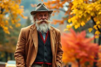 Stílusos férfi őszi divat és ápolt szakáll