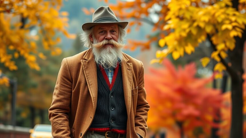 Stílusos férfi őszi divat és ápolt szakáll