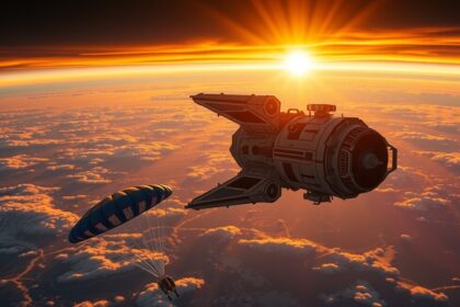 Űrhajósok visszatérése a Földre napfelkelte alatt