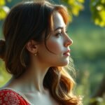 Fiatal nő profilu természetes környezetben, egészséggel kapcsolatos témákhoz