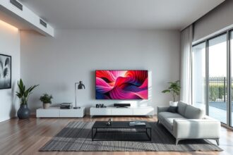 Philips 65OLED820 OLED televízió elegáns nappaliban.