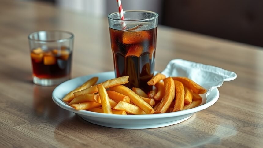 Kóla és sültkrumpli, ami segíthet a migrén tüneteinek csökkentésében.