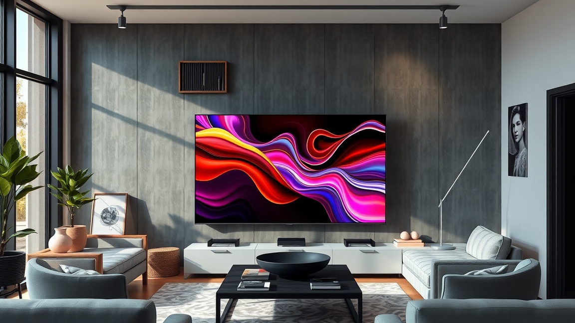 LG OLED65G53 tévé modern nappaliban, élénk színek és elegáns dizájn