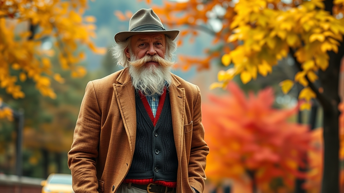 Stílusos férfi őszi divat és ápolt szakáll