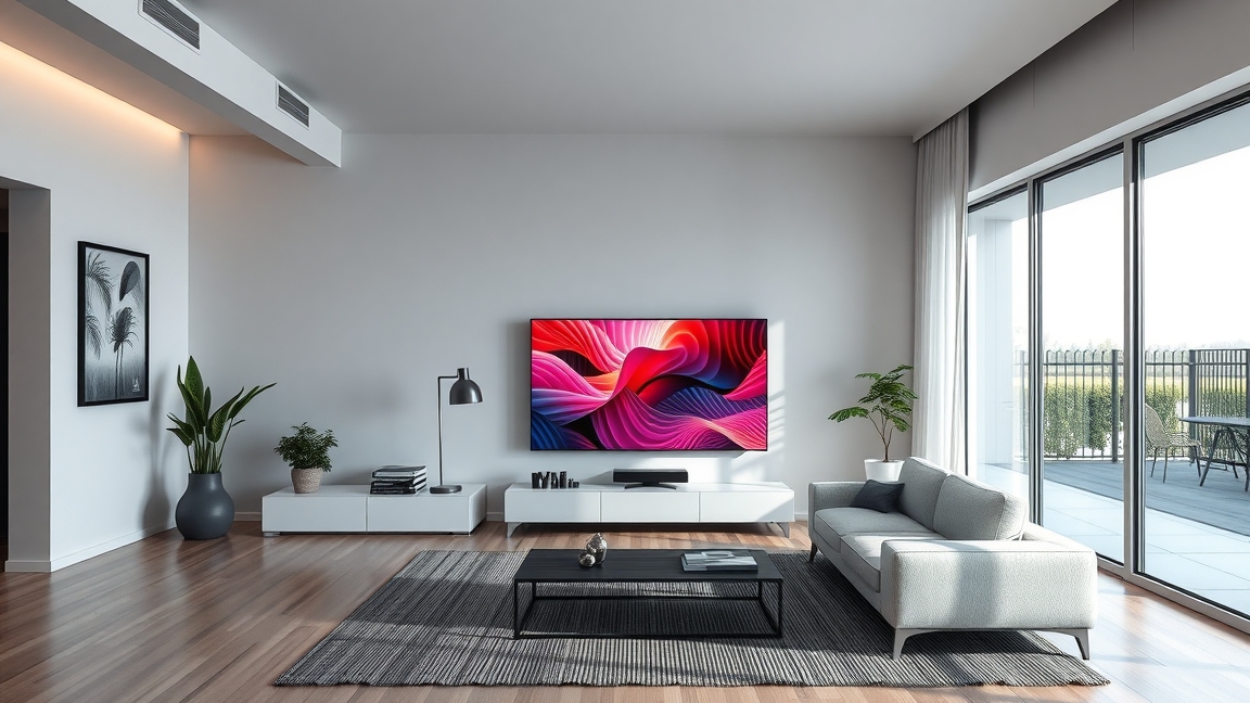 Philips 65OLED820 OLED televízió elegáns nappaliban.