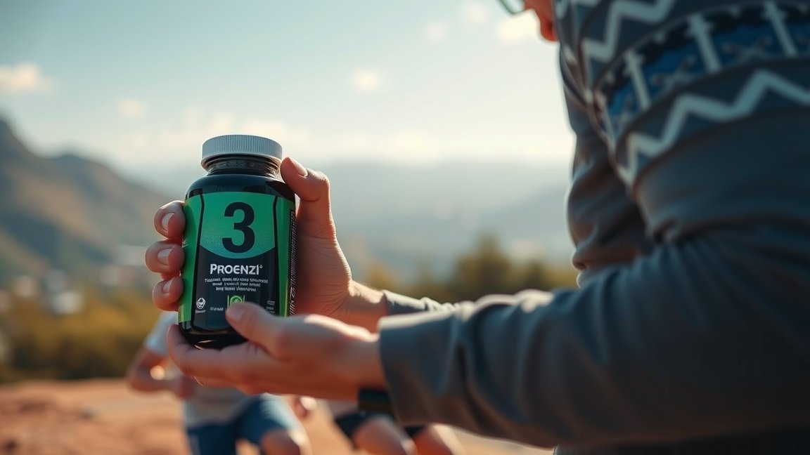 Proenzi 3 táplálékkiegészítő, ízületek védelmére, természetes háttérrel.