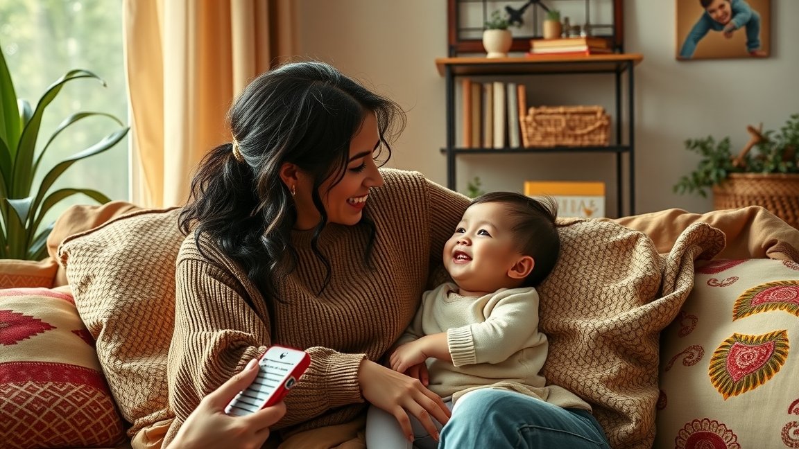 CC Catch és gyermeke közös pillanata otthon, boldog családi élet.