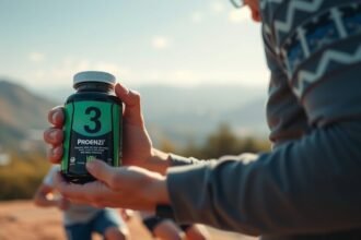 Proenzi 3 táplálékkiegészítő, ízületek védelmére, természetes háttérrel.