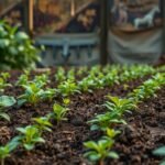 Friss növények a talajban, egészséges növénytermesztés bemutatása