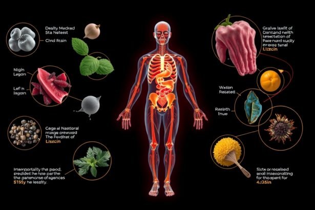 A lizin aminosav és annak forrásai az emberi test ábrázolásán.