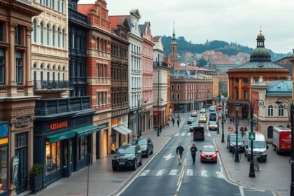 Közlekedés és építészet Kijevben, Ukrajna nagy városaiban.