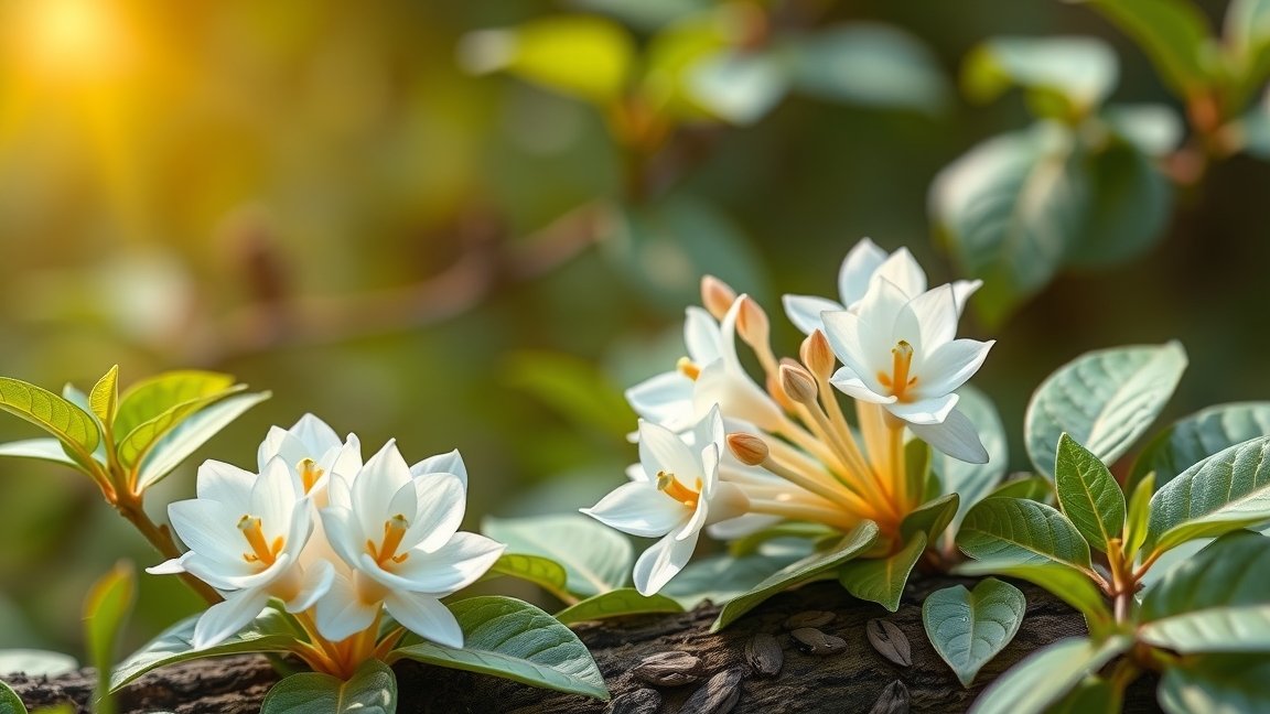 Shatavari növény virágai természetes környezetben