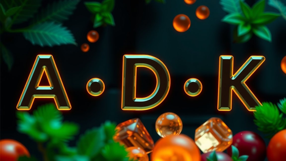 A, D, K vitaminok, fontos zsírban oldódó vitaminok az egészséghez.