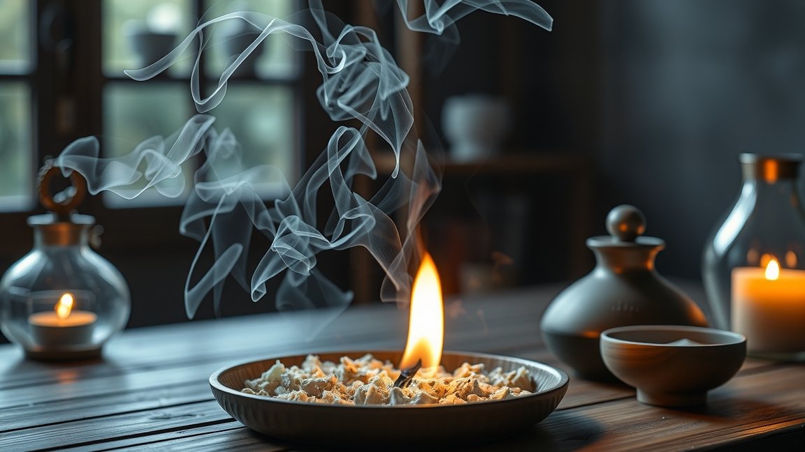 Fehér zsálya füstölő füstje teret tisztító rituálékhoz