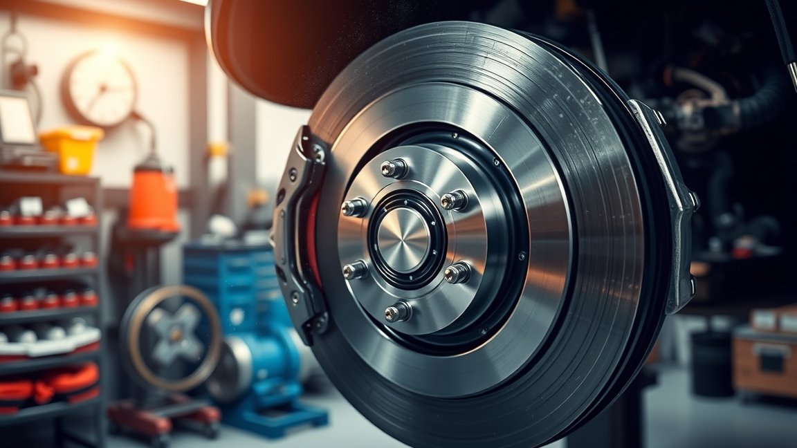 Féktárcsa és porvédő lemez az autószerelő műhelyben