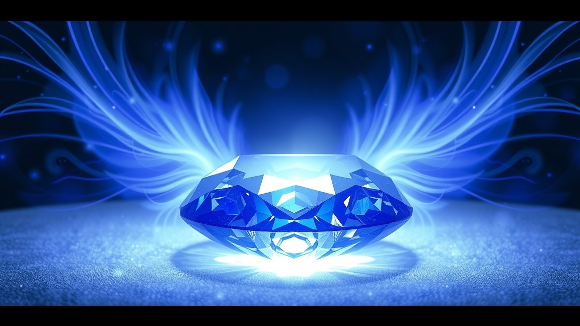 Kék zafír kibocsátó fény és energiák, spiritualitás szimbóluma.