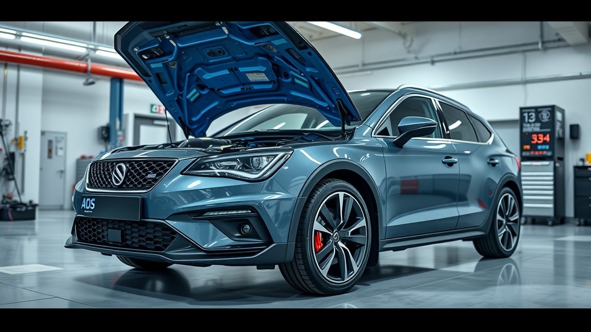 Dízelautó motorja nyitva, a hatékony AdBlue rendszert bemutatva