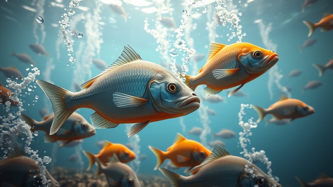 Halak úsznak a víz alatt, buborékokkal körülvéve.