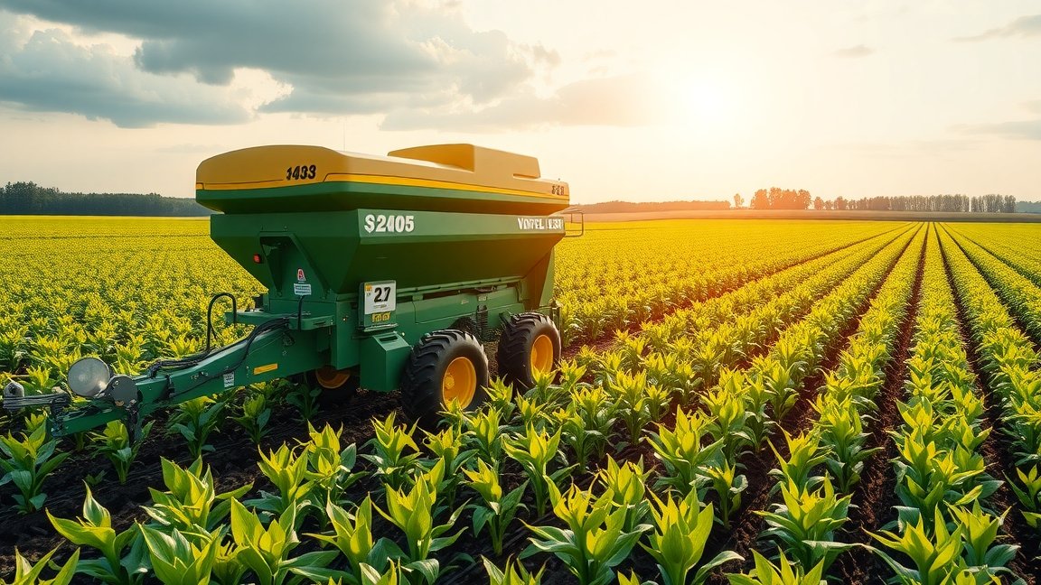 Direktvetőgép a mezőgazdaságban zöld növények között