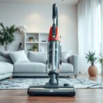 Porzsák nélküli porszívó a modern nappaliban
