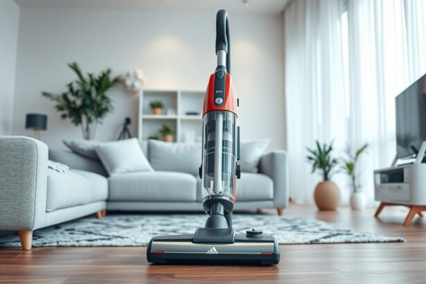 Porzsák nélküli porszívó a modern nappaliban