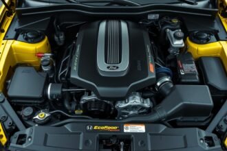 Ford EcoBoost motor részletes belső nézete modern autóban