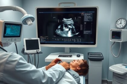 ultrahangvizsgálat orvos és páciens a diagnosztikai teremben