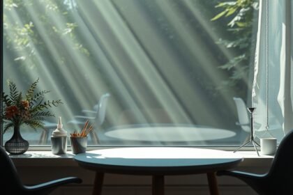 Egy napfényes ablak kép, amely polarizált fényt mutat.