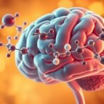 Szerotonin molekulák az emberi agyban, boldogsági neurotranszmitter