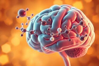 Szerotonin molekulák az emberi agyban, boldogsági neurotranszmitter