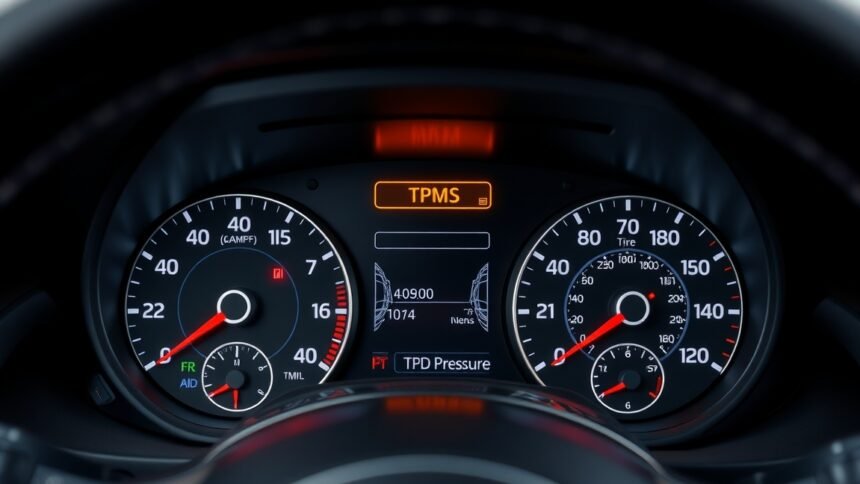 TPMS gumiabroncs-nyomás ellenőrző rendszer műszerfal képe
