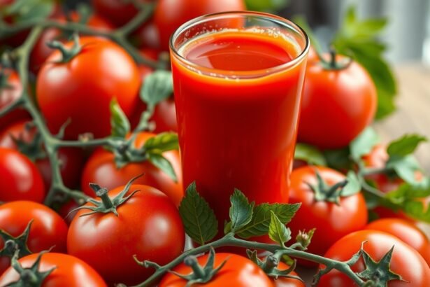 Friss paradicsomlé, tápanyagokban gazdag ital