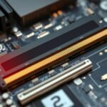 RAM modul a számítógép alaplapján, amely a teljesítményt növeli.
