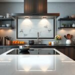 Modern kerámialapos tűzhely konyhában, elegáns dizájn és funkciók.