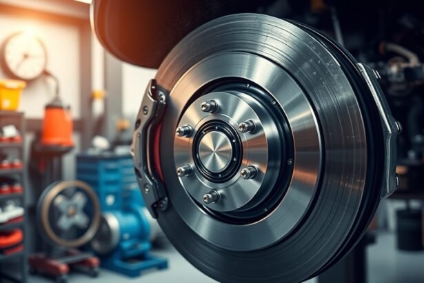 Féktárcsa és porvédő lemez az autószerelő műhelyben