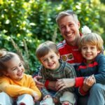 Kimi Räikkönen a gyermekeivel egy napos napon.