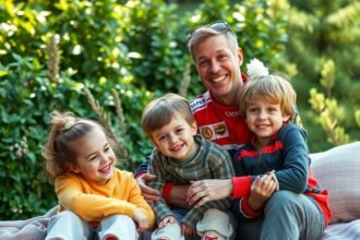 Kimi Räikkönen a gyermekeivel egy napos napon.