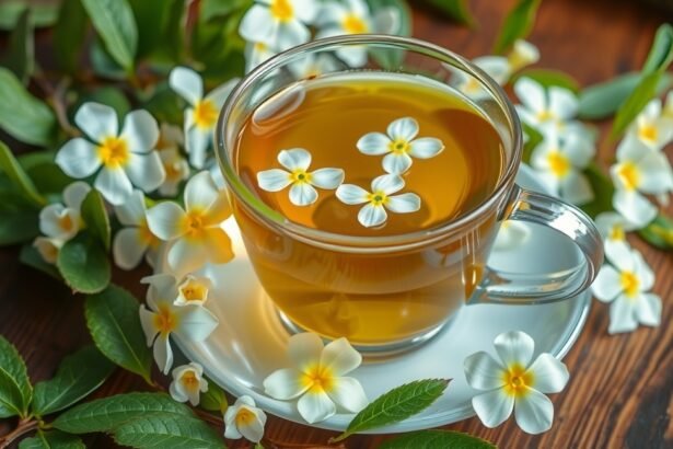 Szemvidítófű tea virágokkal díszítve, egészségmegőrző hatásai.