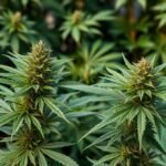 Cannabis növények közeli képe, Indica és Sativa fajták jellemzői