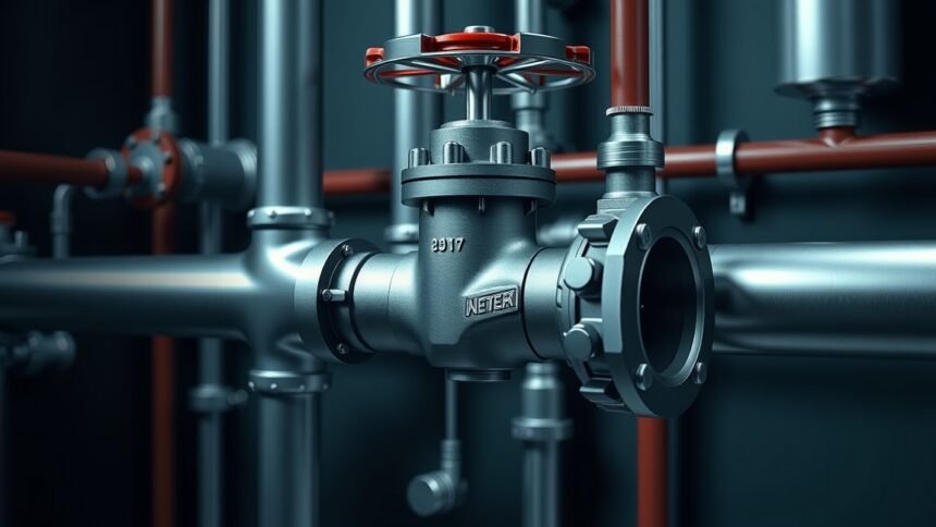 Sarokszelep a fűtési rendszerben, vízáramlás szabályozására.