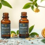 Bergamott olaj üveg, citrusos illat, aromaterápia, egészség