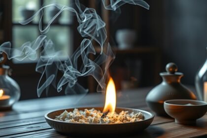 Fehér zsálya füstölő füstje teret tisztító rituálékhoz