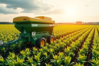 Direktvetőgép a mezőgazdaságban zöld növények között